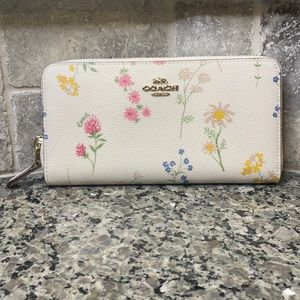 Cream Floral Coach Wallet